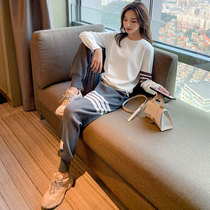 2021 new casual fashion set womens spring autumn and winter loose sweater knitted sportswear two-piece foreign style