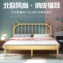 European Wrought iron bed Childrens single bed Double bed Net red ins wind princess bed Modern simple apartment rental house