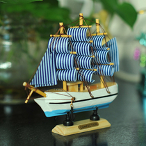 Smooth model small ornaments handmade wooden mini sailboat home decorations Craft boat European style