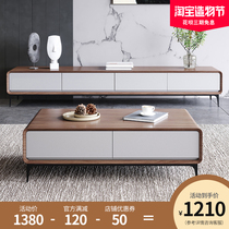 Nordic TV cabinet Coffee table combination Modern simple light luxury size apartment paint Italian minimalist living room cabinet