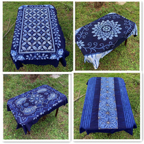 Hand tie dyed tie-dyed cloth coffee table tablecloth ethnic wall sofa towel piano cover Dali blue dye gift Chinese style