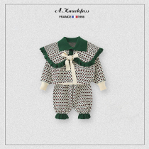 Green hipster Children Knitting Set ~ France A Knackfuss Autumn New Korean Girl Sweater Tide