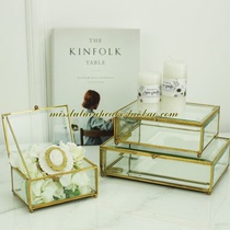 Retro European transparent glass jewelry box storage box jewelry box tray eternal flower box cake stand cake tray