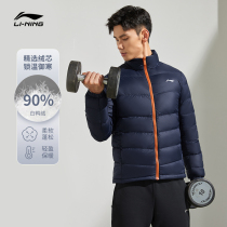 Li Ning Short Short Down Suede Mens New Fitness Series Stand-up Collar Workout Winter Duck Suede Sportswear