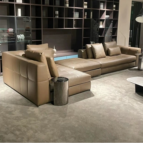 Итальянский оригинальный реплика Blaze кожаный диван с твердым деревом гостиной итальянский минималистский диван с четырьмя людьми