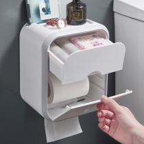 Toilet paper towel box wall-mounted waterproof toilet paper case free of punch and paper toilet paper roll-up shelf