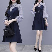 2021 spring and autumn shirt dress popular womens temperament mature high cold autumn long sleeve skirt