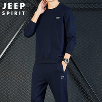 JEEP sports suit mens 2022 spring long sleeve t-shirt Two sets casual fashion mens clothing suit Chauga suede