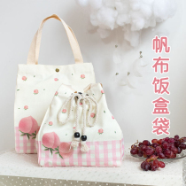 Canvas womens handbag ins cute large capacity student book bag Korean version work with rice lunch bag lunch box bag