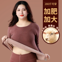 Fat plus size warm underwear female fat mm200 kg de Velvet self-heating base shirt plus velvet autumn trousers thick