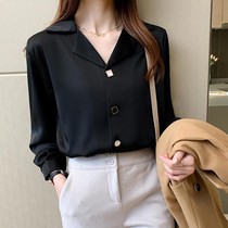 2021 new female early spring shirt white Korean professional Joker long sleeve slim temperament suit base shirt shirt