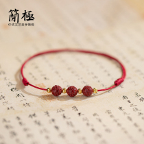 Simple natural cinnabar chain female red rope this year transfer beads adjustable cow foot rope 2021 New