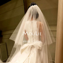 Head yarn Bride wedding dress senior luxury heavy industry wedding double-layer long tailing tail shiny gleam yarn drill