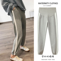  Pregnant womens pants spring and autumn outdoor wear casual large size sweatpants autumn and winter belly pants autumn bottoming harem pants tide