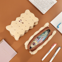 Sandwich biscuit Douyin pen bag plush pencil bag Simple tide large capacity Primary School students cute stationery box girl heart