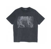 C E LIFE CAVEMPT Tide Washed Wax-Dyed Reflective Tunnel Pattern Printed Round Collar Short Sleeve Loose T-Shirt