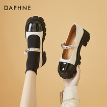Daphne Thick Bottom Mary Treasures Shoes Woman Spring 2022 New Coarse Heel Jk Uniform Shoes Small Leather Shoes Day Series White Single Shoes
