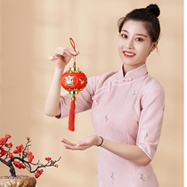 New Year Red lantern string pendant Living room interior scene decoration Small flocking pendant Lucky New Year decoration
