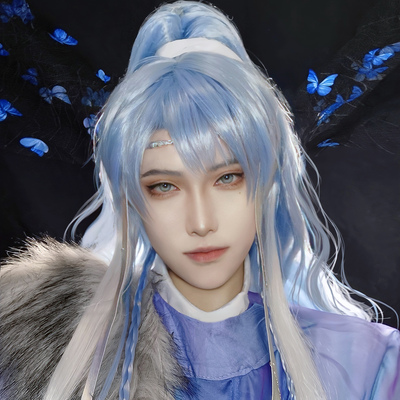 taobao agent [Big and daily handsome high -level gradient wolf tail wig ancient style Hanfu Cos universal guy Lan Yin