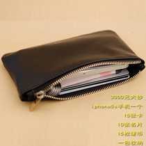  First layer sheepskin coin purse soft leather short wallet Zipper coin bag card bag mens and womens small wallet coin bag thin