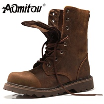 Martin Boots Man Autumn Winter Leather Boots High Bunch Of Shoes Jeans Men Genuine Leather Boots Retro Plus Suede Locomotive Boots