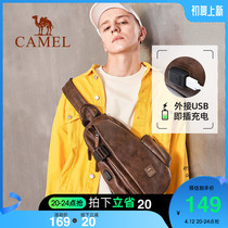 Camel Chest Bag Mens Single Shoulder Bag Slanted Satchel Bag for mens bag Large capacity student Backpack Korean version Leisure Chaos Mens bag