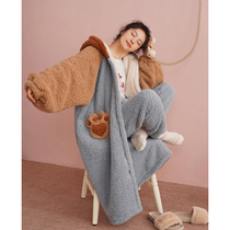 Autumn winter sleeping robe Coral Suede Lovers Pyjamas with Thickening Plus Suede Adorable Student Flannel Bathrobe