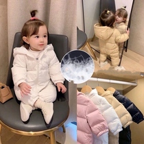 Childrens conjoined down jacket male and female baby cotton jacket baby hooded warm out climbing clothing winter clothing New Tide