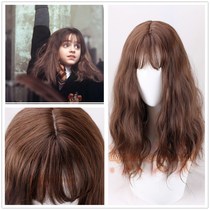 Harry Potter Hermione Brown Corn Hot Big Scalp Air Bangs Round Face Small Face cosplay Wig