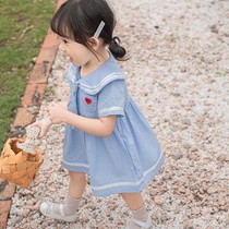  College style summer girl dress Female baby Western style princess dress Childrens clothing Korean version of baby childrens summer skirt