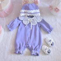  Baby clothes spring and autumn thin suit Newborn female baby princess one-piece romper full moon 100 days foreign style climbing suit