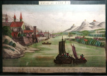 German old print R81-Probst-hand-colored print Bonn City-1780-51cm with frame