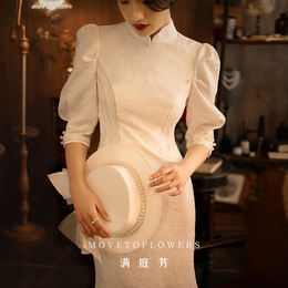 Mantingfang (empty valley) white cheongsam 2021 New Summer Girl Daily improved version retro Young