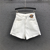 White high waist a small open fork denim shorts women 2022 spring and summer new conspicuity Hong Kong Taste Broadlegged Pants Hot Pants Boom