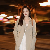 Dahua yuan (Zhiqiu)2021 new autumn Korean lapel British style mid-length casual windbreaker jacket female