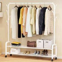 Floor-to-ceiling hanger Bedroom hanger single rod dust-proof simple household cool clothes rack artifact folding indoor clothes rack