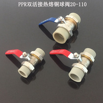 Hot sale double live copper ball valve 4 minutes 6 minutes 1 inch gray PPR water pipe fittings valve plastic pipe copper ball valve gate valve