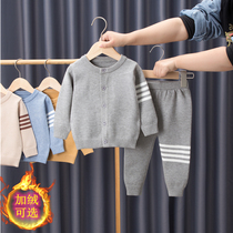 Baby sweater suit male and female knitted cardiovert handmade infant spring jacket pure color pure cotton wool sweater