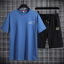 Casual Sports Suit Mens Summer Teen Short Sleeve T-shirt With Shorts Trend Tide Card Sports Suit Tide