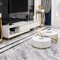 Nordic rock plate coffee table TV cabinet combination Light luxury wind retractable post-modern small household cabinet is very simple