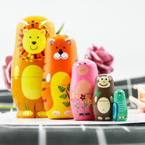 Russian doll imported features 5-layer ornaments cartoon tiger trembles wooden original Chinese style toys