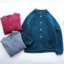 Autumn and winter pajamas women's Japanese small cotton-padded jacket top cotton air cotton cotton warm single-piece household clothing can be worn outside