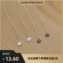 s925 pure silver Single Diamond Zircon Wire Woman Temperament Small Earrings Brief short Flow Suear Pendant 100 Hitch Ornament