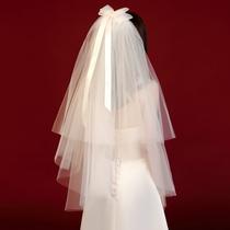 Veil headdress High-end bridal photo props Seaside French light wedding license photo studio photo net red photo