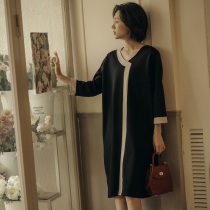 Senseless contrast dress womens 2022 autumn new womens clothing loose and thin temperament plus-size versatile straight skirt