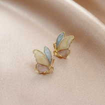 Butterfly earrings female 2021 New Super fairy three-dimensional simple niche design earrings fashion earrings s925 sterling silver