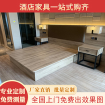 Hotel bed Hotel bed Apartment room furniture Standard room Full set of five-star hotel bed frame double single bed customization