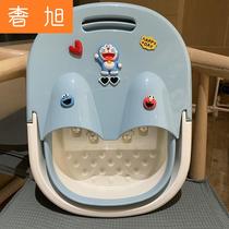 Cartoon dormitory foldable plastic foot bucket home thickened massage foot bucket cute health foot tub with cover