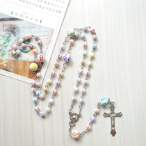  Cross-border hot-selling cross bead Rosary necklace Catholic Rose Five Rui Virgin Mary Christian Jesus Necklace