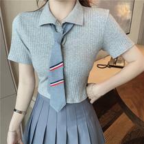 Summer dress jk uniform female college style fashion Western style two-piece set Small man high student pleated skirt suit